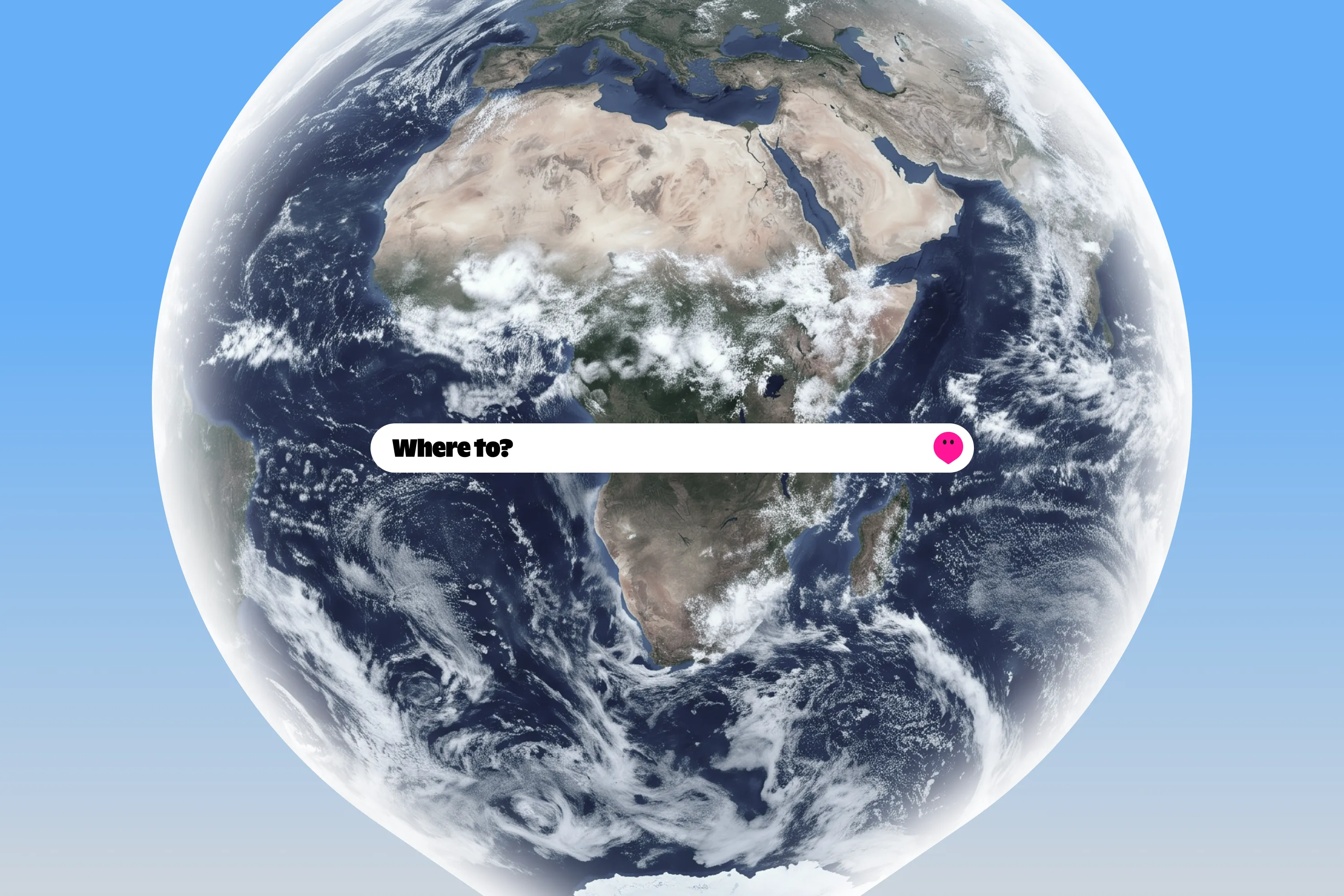 Gaidly globe interface asking Where to?