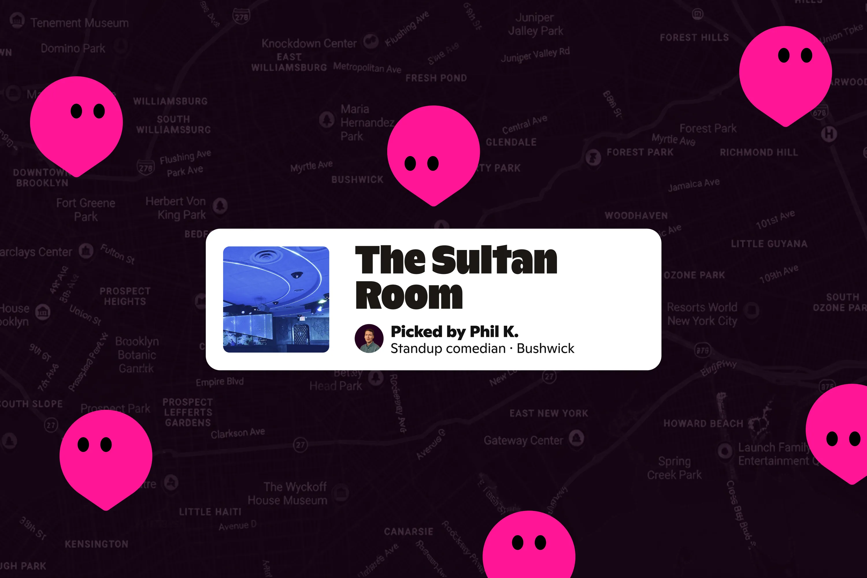 Gaidly map with a local recommendation for The Sultan Room.