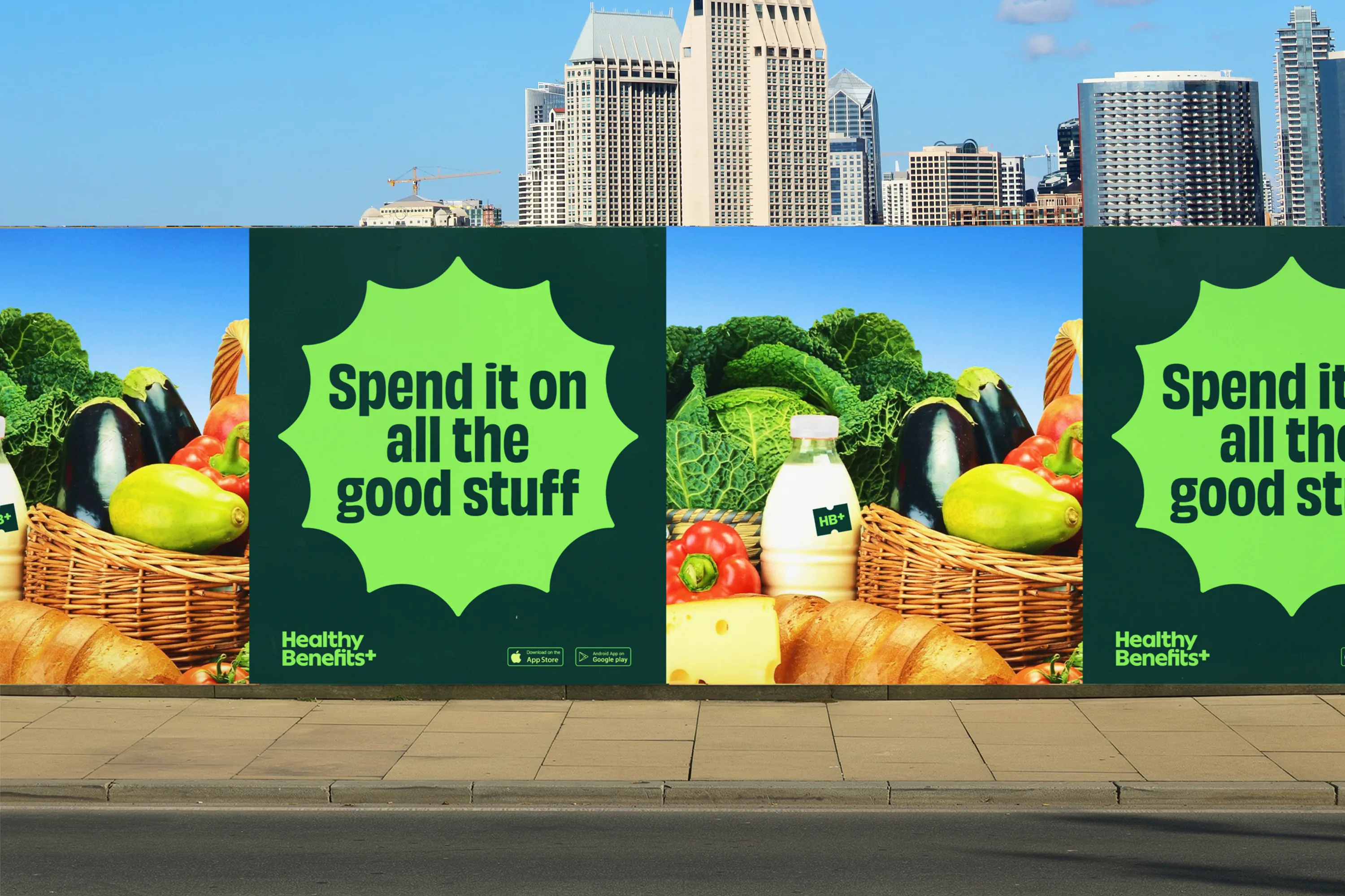Healthy Benefits+ outdoor campaign reading Spend it on all the good stuff.