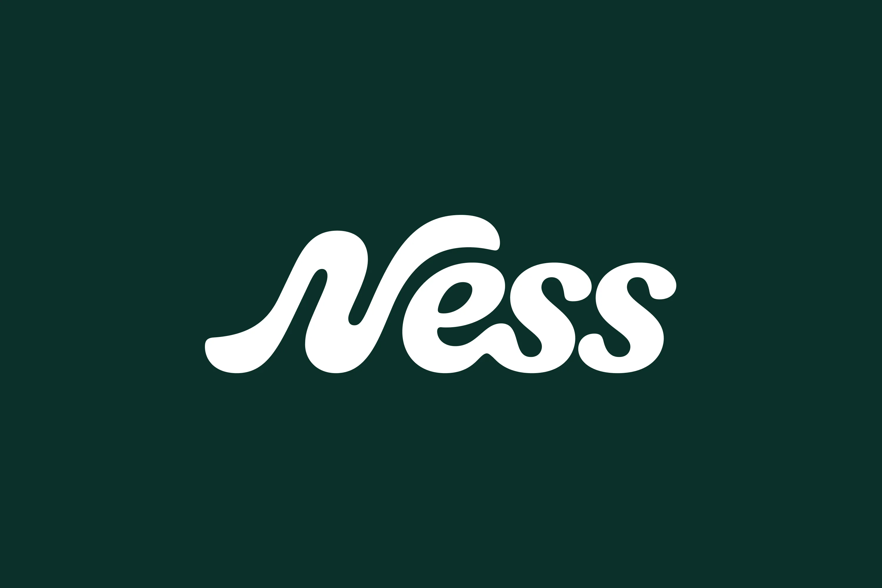Ness wordmark in white on a dark green background.