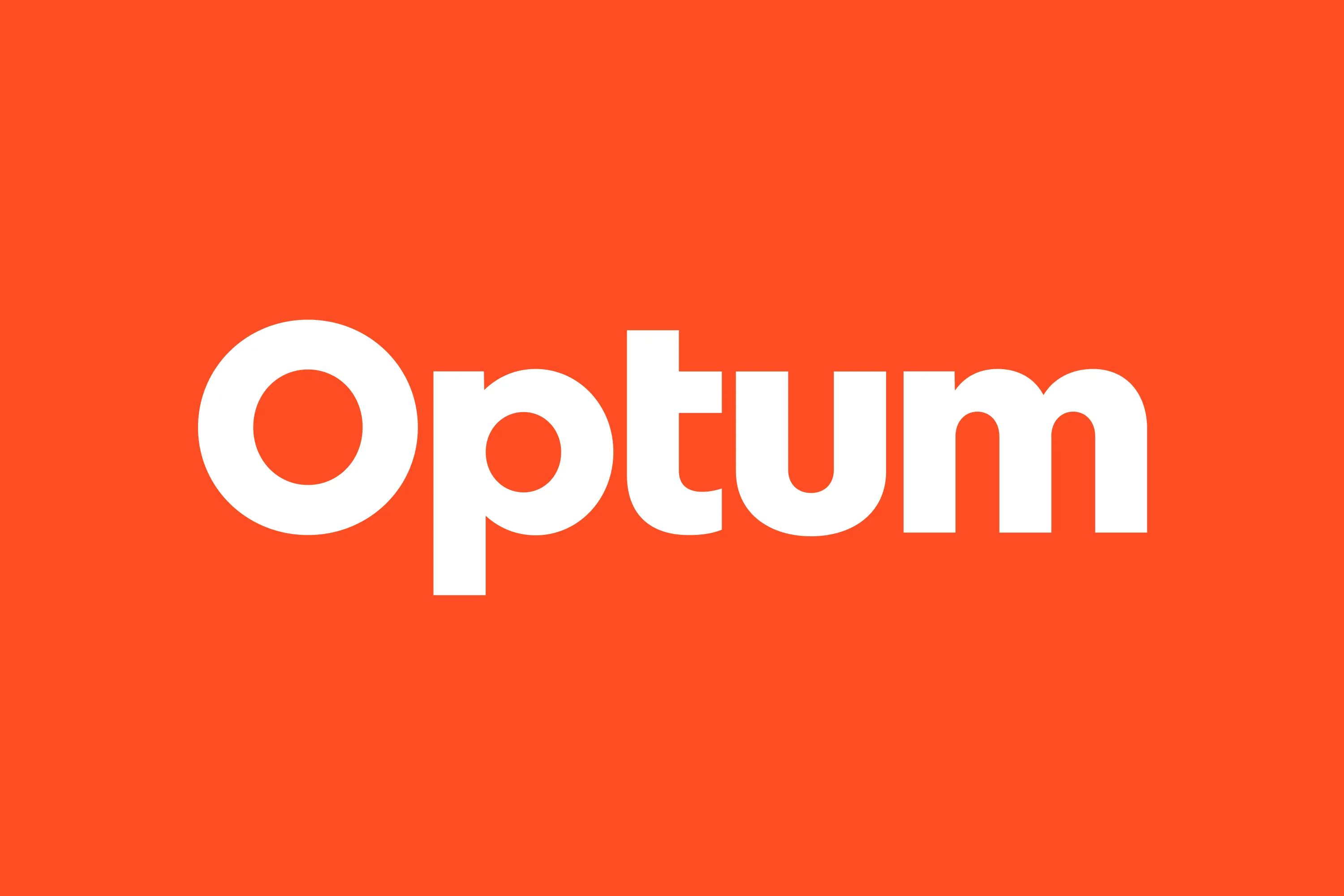 Optum white wordmark on an orange background.