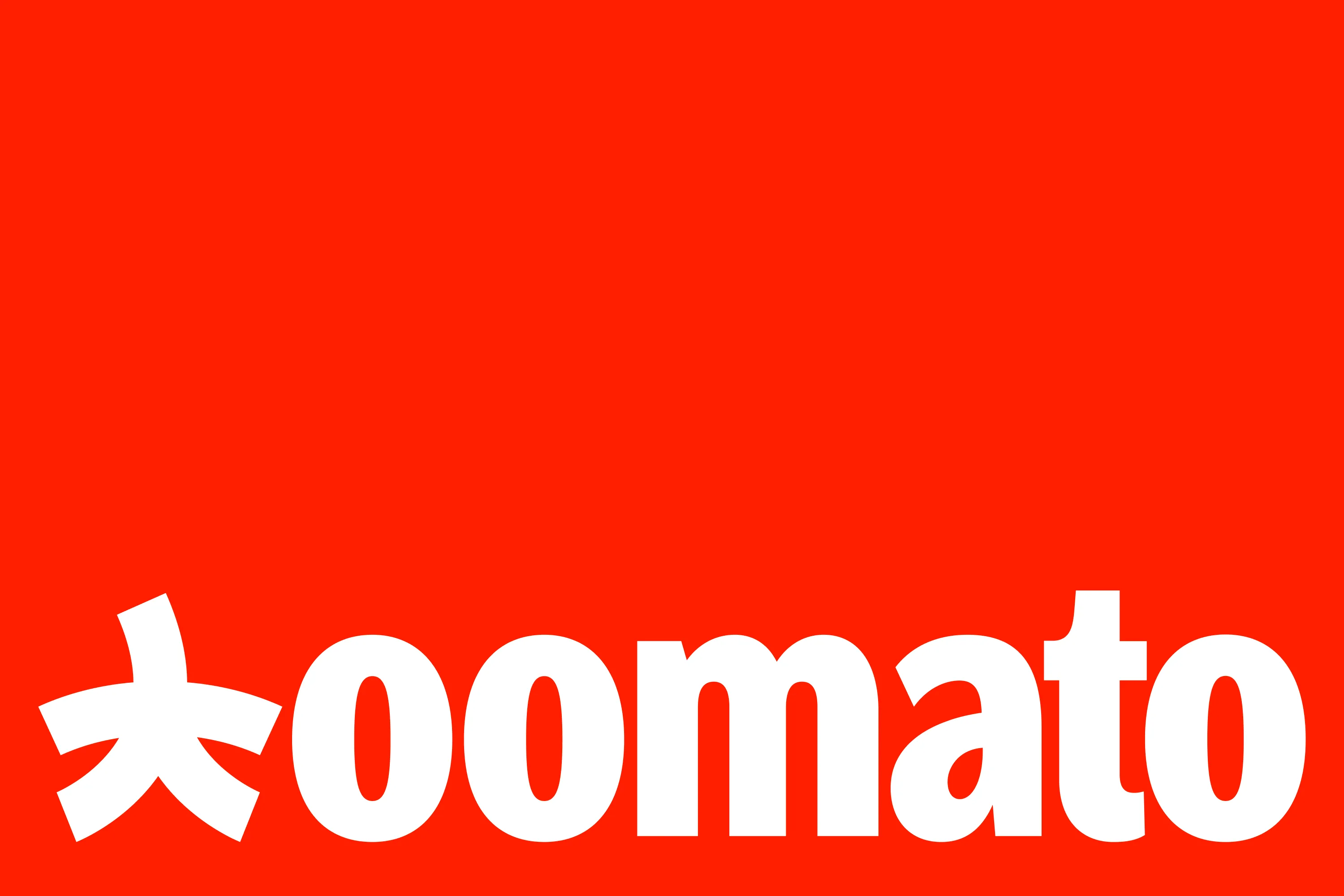 Toomato white wordmark on red.