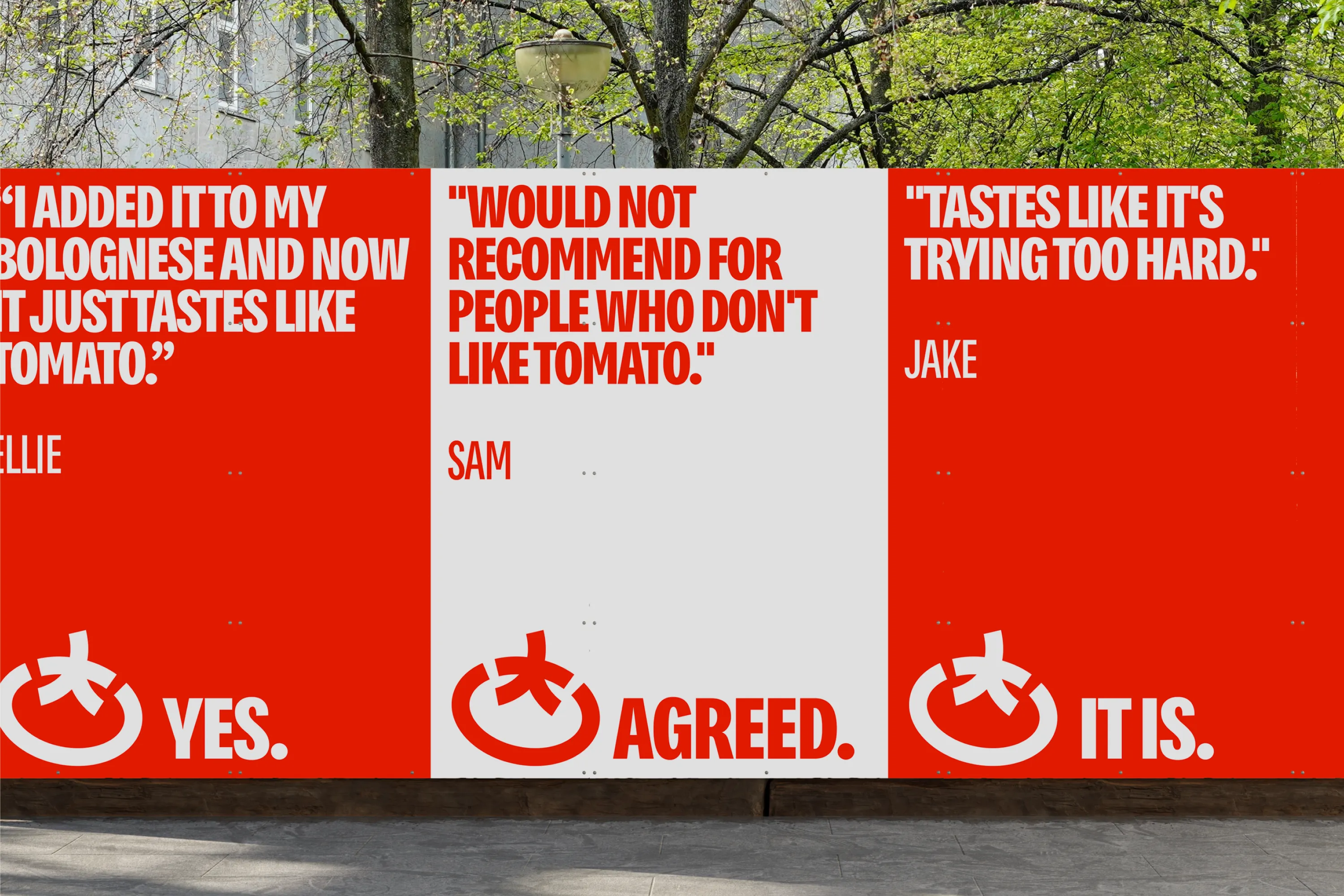 Toomato outdoor posters responding to customer quotes.